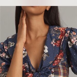 Floral Navy Blue Women's Top